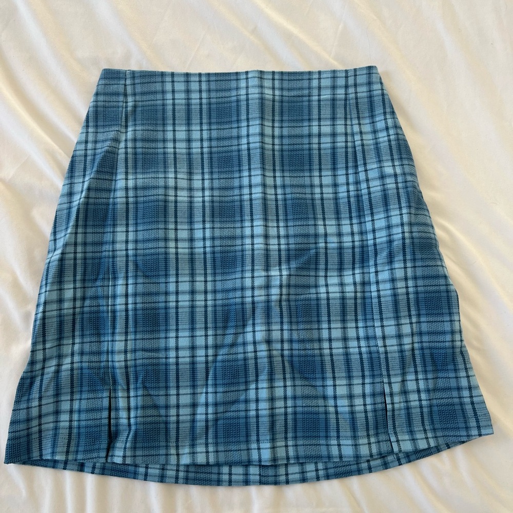 Brandy Melville Teal Plaid Mini Skirt